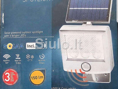 Led prožektorius su saulės panele