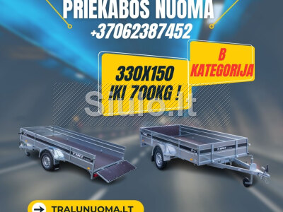 Priekabos B kategorija 330 150 470 kg, paverčiama NUOMA www. voris. lt
