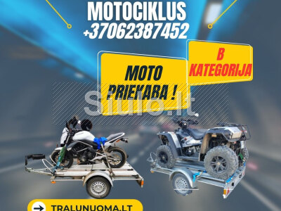 Priekabos B kategorija 220 150 600 kg, motociklams NUOMA www. voris. lt