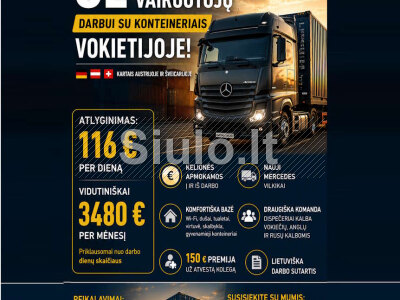 Darbas Vokietijoje CE kategorijos vairuotojai darbui su konteineriais