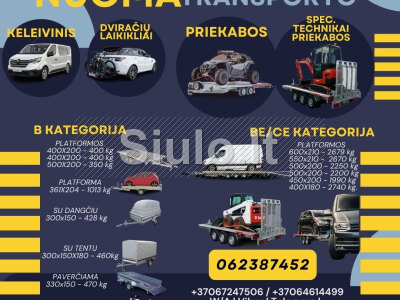 PRIEKABŲ NUOMA NUO MOTOCIKLAMS SKIRTŲ IKI ESKAVATORINIŲ www. voris. lt